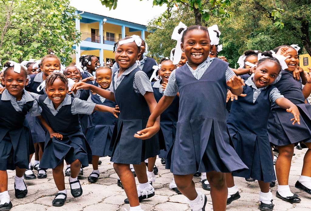 Students at the PJ Mara de Jolivert National School in Haiti, the 174th school the Digicel Foundation has constructed in the country
