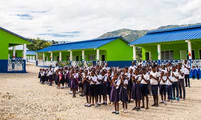 A group of students at a Digicel Foundation school campus in Haiti