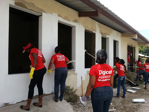 Digicel Foundation volunteers assist with renovations to the Alpha Institute in Kingston, Jamaica